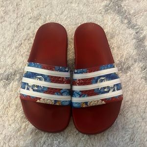 Addidas slides farm red floral